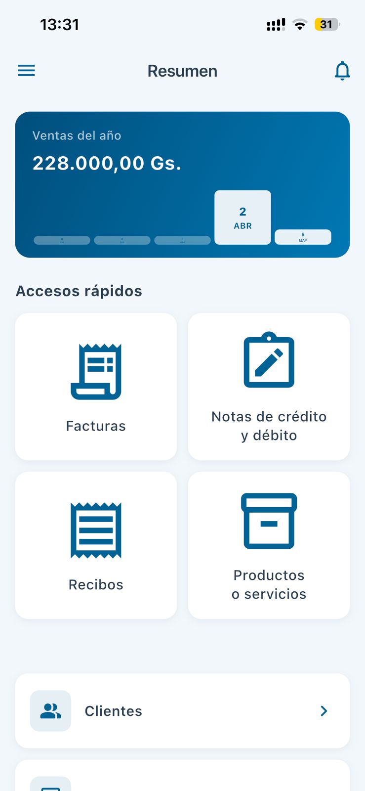 Captura de la app MiFACTU